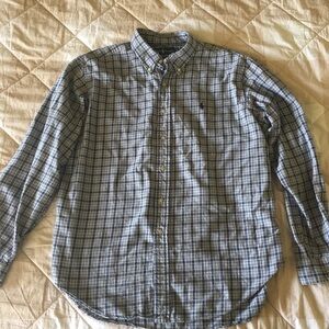 Ralph Lauren Classic Fit Men's Blue Plaid Lightweight Flannel Shirt Size XL